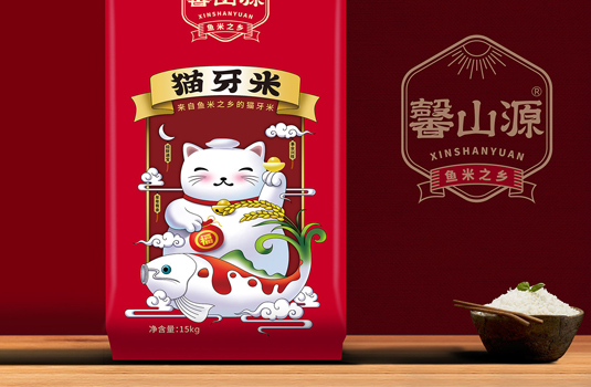 馨山源猫牙米包装设计